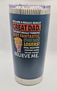 Nuovo Eleven Tumbler 20 OZ miglior papà di sempre bavaglio regalo con Donald Trump, pls controllare foto - Foto 1 di 5
