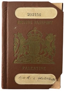 BRITISH PALESTINE PASSPORT From 1945 Rita Gruenfelder Great Condition - Picture 1 of 3