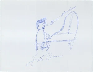 Fats Domino Pianist Singer Signed 8.5x11 Sketch Page JSA Authenticated - Picture 1 of 3