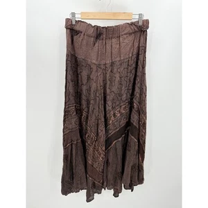 Soho Rust Brown Maxi Skirt Stretch Waist Print Detail Fairycore Womens One Size - Picture 1 of 8