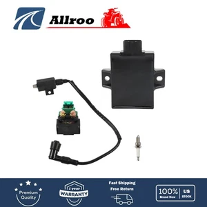 CDI Ignition Coil Spark Plug&Solenoid Relay For Kawasaki Bayou 220 KLF220A 96-02 - Picture 1 of 20