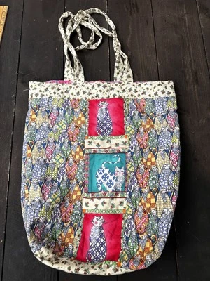 Cat - Handmade Cotton  Tote Book Bag 100% Cotton Liner Country Kitty Jim Shore — 第 1/4 张图片