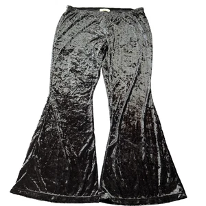 Damen Crushed Samt Trompete Schlaghose schwarz Stretch Pull On Größe 3X - Bild 1 von 7