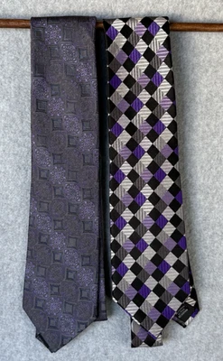 Paquete de corbatas Croft & Barrow púrpura gris geométricas patrones argyle hechos en China Foto 1 de 4