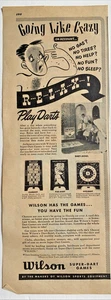 Wilson Super Dart Games 1944 Vtg Print Ad 5"x13" Relax Play Darts - Picture 1 of 3