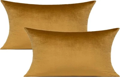 Fundas de Almohada 12x20 Navidad Terciopelo Dorado Decoración Lumbar Marrón Dorado Foto 1 de 2