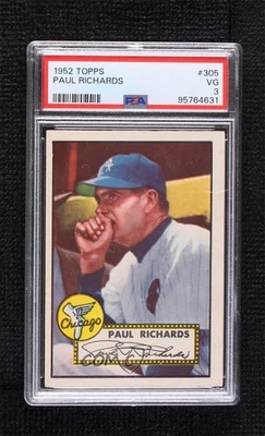 1952 Topps Semi-High # Paul Richards #305 PSA 3 - Image 1 of 2