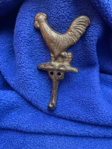 Rustic Rooster Cast Iron Key Towel Coat Leash Hat Hook Kitchen Cabin Farmhouse - Picture 1 of 6