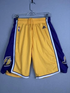 Los Angeles Lakers Shorts Mens Medium Yellow Purple NBA Basketball Adidas Mesh - Picture 1 of 18