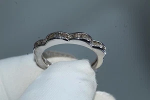 Wave Design Baguette Diamond Ring 925 Silver Half Eternity Band Ring - Picture 1 of 9