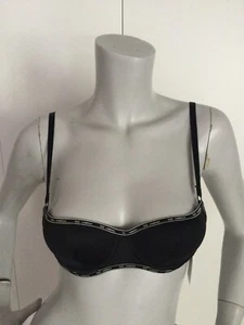 DOLCE & GABBANA White Logo Underwire Black Bra Size 32B - Picture 1 of 11