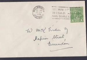 1931 KING GEORGE V PRE-DECIMAL STAMP VICTORIA HARWARE CLUB COMMERCIAL COVER#B192 - Picture 1 of 2