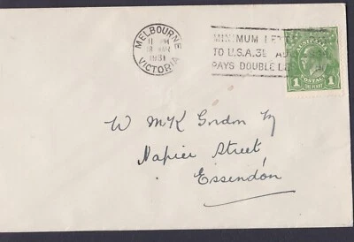 1931 KING GEORGE V PRE-DECIMAL STAMP VICTORIA HARWARE CLUB COMMERCIAL COVER#B192 - Image 1 of 2