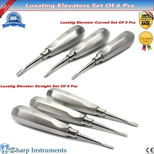 Luxating Elevators Straight & Curved 3,4,5 Surgical Tooth Root Socket Extraction - Picture 1 of 7