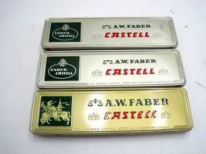 Set of 3 - Vintage Tins of 12 A.W FABER CASTELL DRAWING 9000 4B & 3H PENCILS - Picture 1 of 8