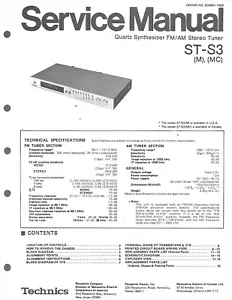 ORIGINALE TECHNICS ST-S3 Sintonizzatore Stereo FM/AM MANUALE DI SERVIZIO RIPARAZIONE - Foto 1 di 1