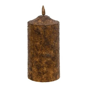 Burnt Mustard Flicker Flame Timer Pillar Candle - 6 inch - Picture 1 of 6