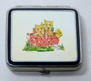 Vintage Yorkie/Westie/Scottie Dog Enamel Compact - Picture 1 of 6