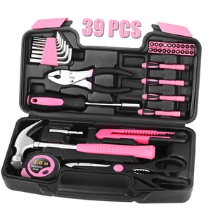39PCS Pink Home Repair Tool Kit for Women – Household Hand Tools with Case - Picture 1 of 9