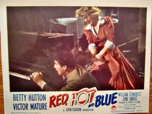 TARJETA DE LOBBY ORIGINAL 1949 DE COLECCIÓN-BETTY HUTTON "ROJO, CALIENTE Y AZUL" - Imagen 1 de 1