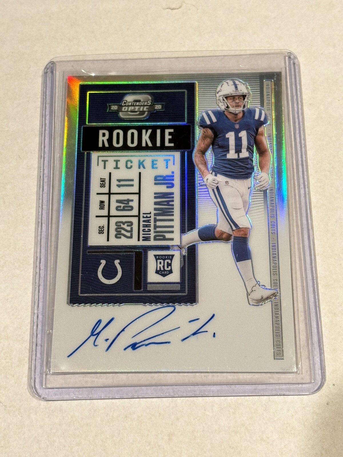 MICHAEL PITTMAN JR 2020 CONTENDERS OPTIC #114 ROOKIE TICKET SILVER PRIZM AUTO RC