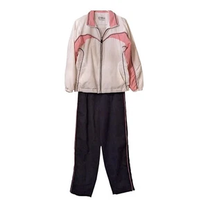 Vtg 80's 90's Wilson Jogging Full WarmUp Track Suit Pants Zip Jacket Pink Black - Picture 1 of 8
