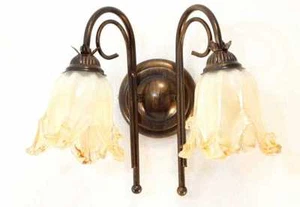 APPLIQUE LAMPADA DA PARETE CLASSICA FERRO BATTUTO RUGGINE MARRONE GIORGIA/AP2 - Imagen 1 de 1