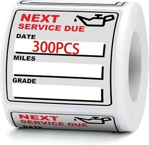 Oil Change Stickers Vinyl 300 Pcs 2”x 2” Service Black Stickers, Next Service - Picture 1 of 6