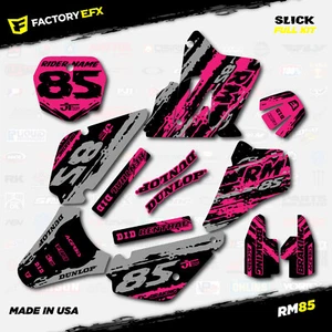 Gray & Pink Slick Racing Graphics Kit fit Suzuki RM85 01-21 Plates RM 85 Decal - Picture 1 of 5