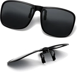 Polarized Clip On Sunglasses Flip Up UV400 Anti-Glare Shades for Men Women Glass - Picture 1 of 7