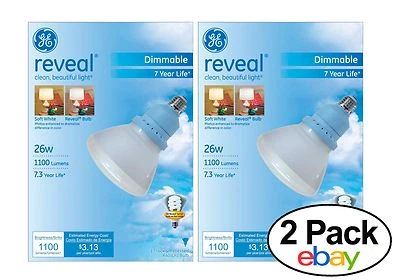 GE Lighting 67467 Reveal CFL 26-Watt (100-watt repl.) 1100-Lumen Dimmable 2 Pack - Image 1 of 3