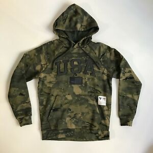 Under Armour Mens Large Project Rock Vet Day Hoodie Pullover Green Black Camo