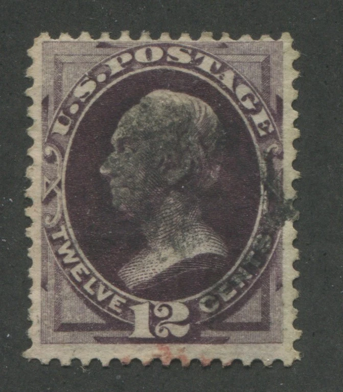 1874 US Stamp #162 12c Used F/VF Faded Cancel Catalogue Value $135 - Image 1 of 1