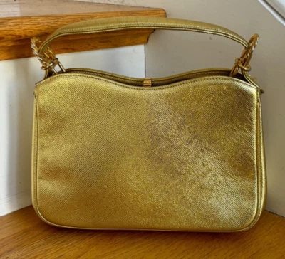 Vintage BIENEN DAVIS Gold Lamé Evening Handbag Purse - Image 1 of 4