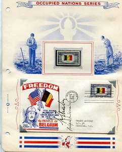 1943 OCCUPIED NATIONS SERIES BELGIUM FDC SIGNED BY AMBASSADOR TO US  - Picture 1 of 1