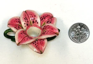 Miniature Ceramic Candleholder Tea Pot Flower Lily Made In Thailand 3/4” X 2” - Picture 1 of 7