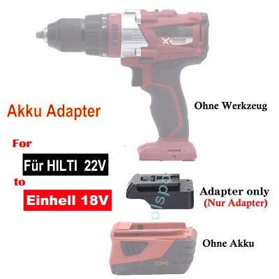 Adattatore batteria per Hilti B22 22 Volt Li-Ion conversione a per dispositivi Einhell 18V - Immagine 1 di 4