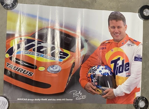 Vtg 1998 NASCAR Ricky Rudd Tide Poster 27 “X 18.5" Cover