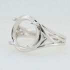 925 Sterling Silver Semi Mount Ring Setting Round Cut RD 14x14mm White Topaz