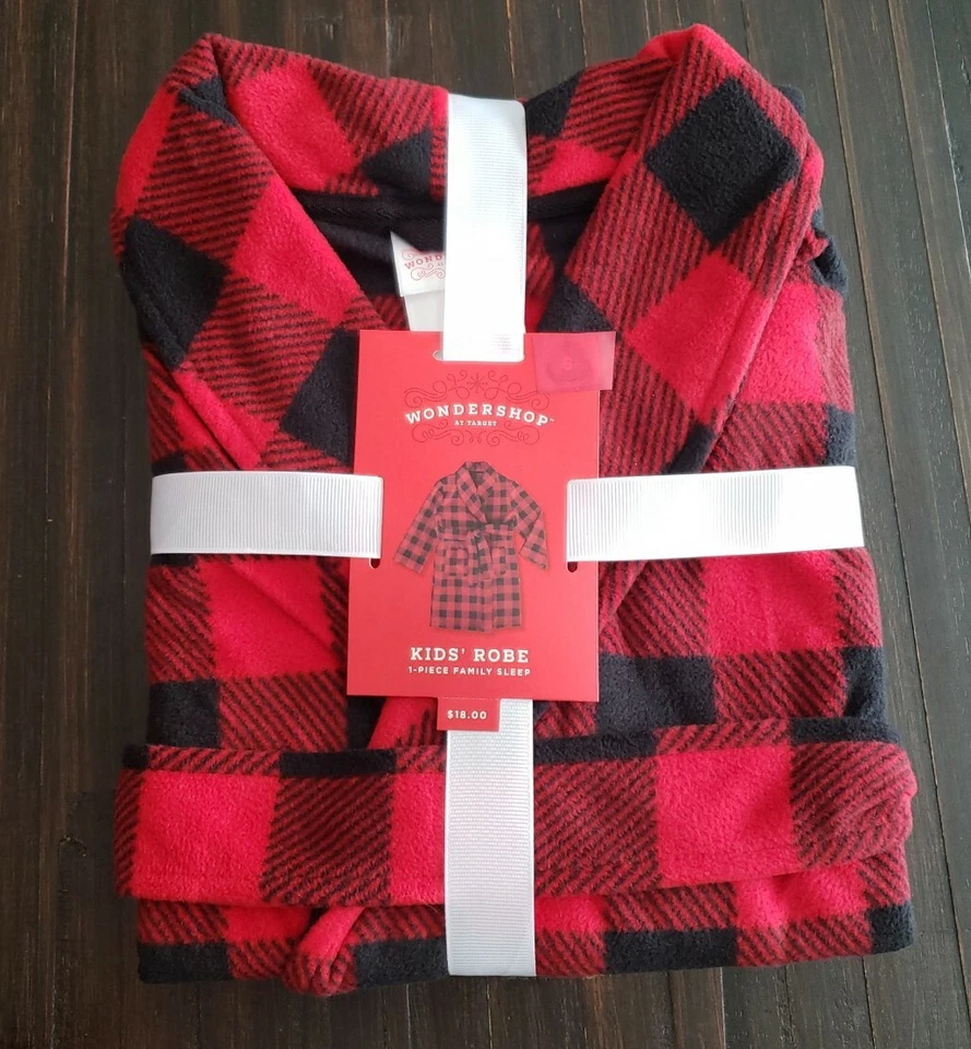 Kid's Robe Buffalo Plaid Red Black Target Wondershop Christmas Pj's- Size 4