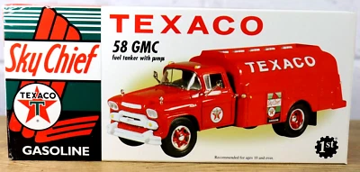 1st First Gear TEXACO Sky Chief 58 GMC Fuel Tanker w/ Pumps Red Diecast Metal H7 - Image 1 of 4
