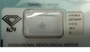 DIAMANTE BLISTER 0.15 VS2 D GOOD (CERTIFICATO IGI ) - Foto 1 di 1