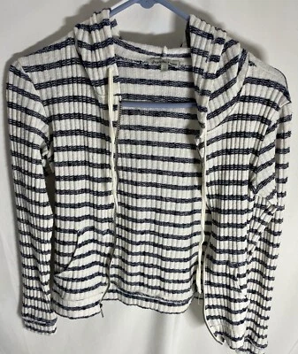 Charlotte Russe Blanco/Azul Marino Rayas Acanalado Sudadera Sudadera Chaqueta Talla XS Foto 1 de 4