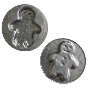 2 Vintage Large Gingerbread Man Cake Pan Cookie Dessert Metal Baking Mold 10.5” - Picture 1 of 5