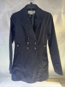 Jolt Trench Coat double breasted black Sz Small - Picture 1 of 14