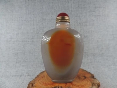 Botella de tabaco china tallada a mano de ágata natural rara Foto 1 de 4