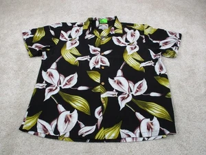 Paradise Found Shirt Men XL Black Floral Graphic Print Hawaiian Button Up - Picture 1 of 9