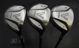 Set of 3 TaylorMade V Steel 15° 3 + 16.5° 4 + 18° 5 Woods Stiff Graphite Shafts* - Picture 1 of 5