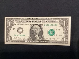 2013 $1 Binary Note, CU/ L 10010000 P - Picture 1 of 2