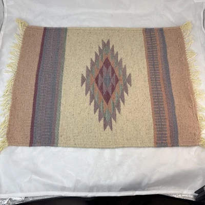 "Alfombra tejida a mano zapoteca oaxaqueña pura lana auténtica mexicana 20"" X 15""" Foto 1 de 4